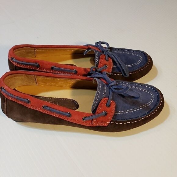 Vaneli Suede Driving Moccasins Red Blue size 6M - Picture 9 of 11